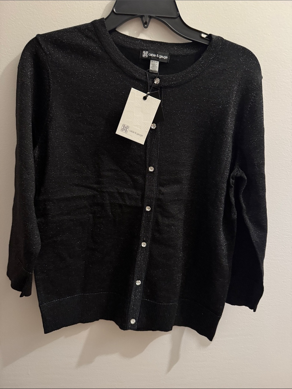 Cable & Gauge Black Sparkle Cardigan with Button Front